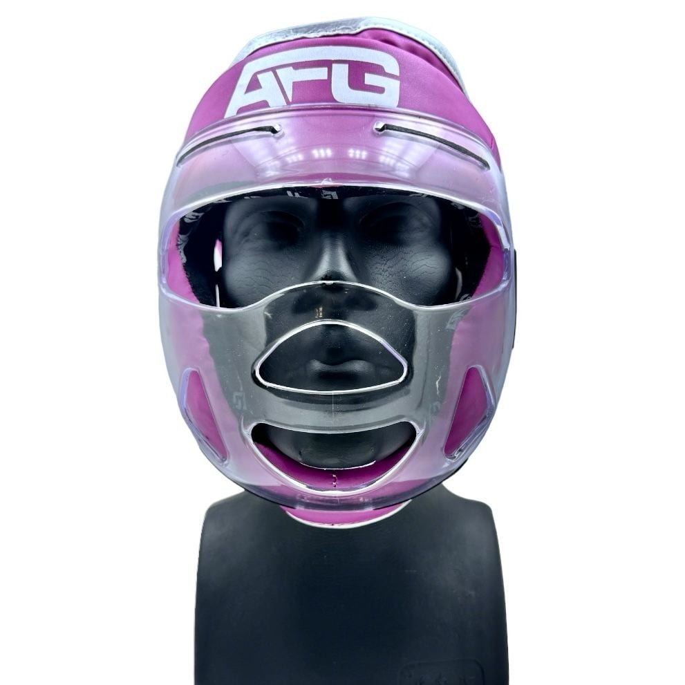 Yüz Korumalı Pembe Kask