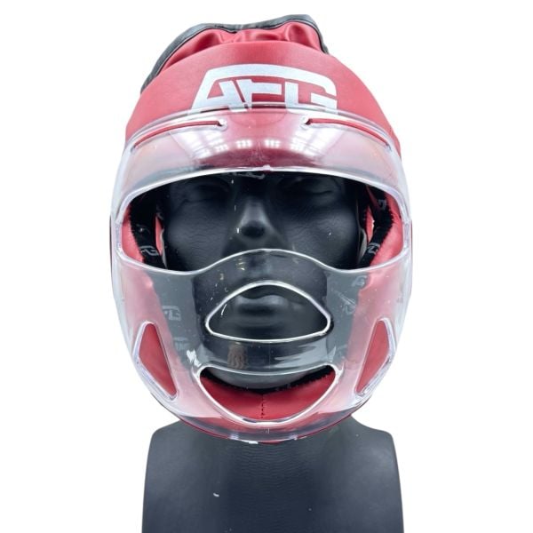 Kırmızı Yüz Korumalı (Camlı) Boks Kickboks Muaythai Kaskı